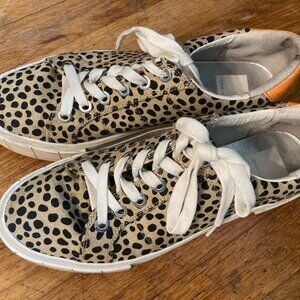 Dolce Vita Tan and Black Sneakers Leopard Print Lace-Up